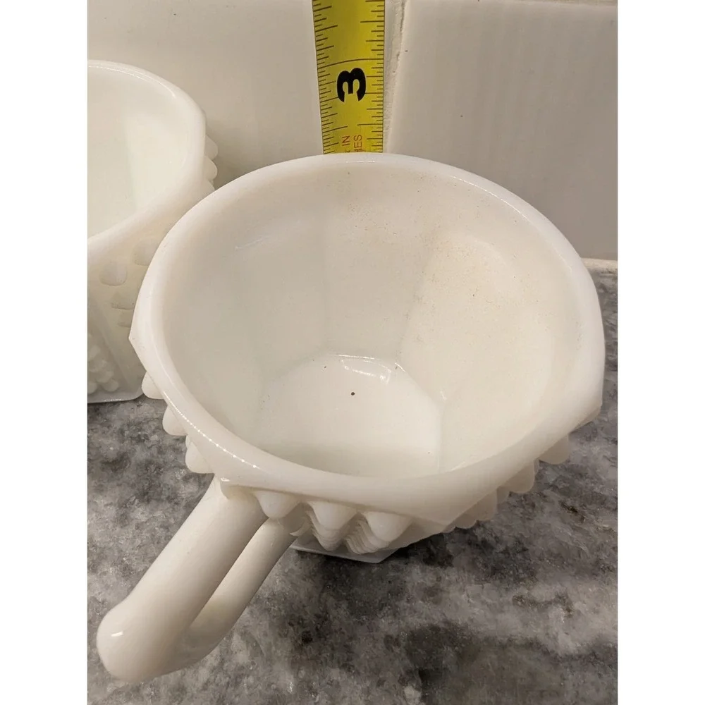 Vintage Hobnail small‎ white milk glass Cups, Set Of 2
